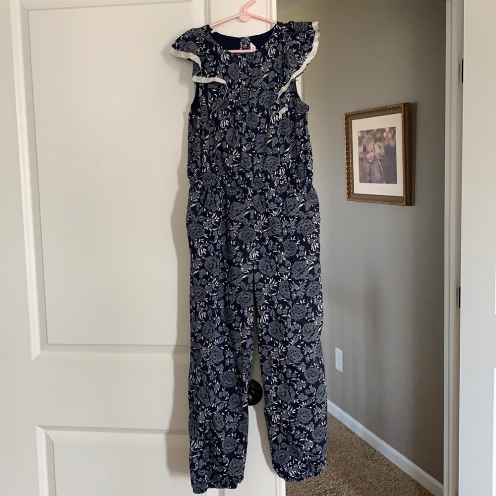 Janie and Jack Girls Navy and White Jumpsuit Size 10